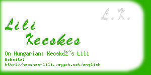 lili kecskes business card